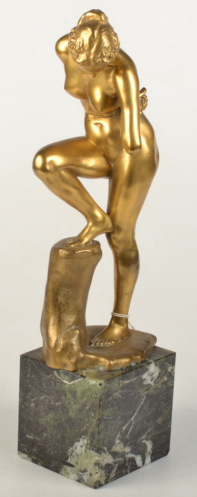 A Max Klinger early 20th century gilt bronze sculpture "Badende",