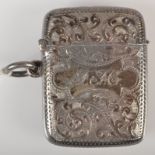 A late Victorian engraved silver vesta case.