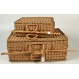 Two Chinese rectangular wicker cases, each with twin handles to the front, one 21 x 53cm,