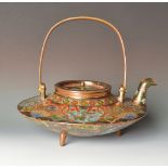 A Japanese cloisonne enamelled teapot, late Meiji period,