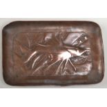 A Newlyn copper fish decorated pin tray, probably by Phillip Hodder. PH incised to the back. 10.