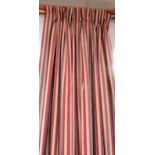 Two pairs of Osborne and Little regency pink and cream silk striped curtains,