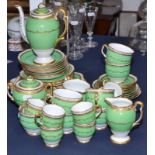 A Royal Albert green and gilt decorated tea and coffee service.