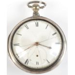 A silver pair cased George III pocket watch, the movement signed Joshua Johnson, Liverpool.