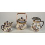 A Losol Ware biscuit barrel, matching teapot and water jug.