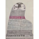 GEORGE AND IRA GERSHWIN Exhibition Poster 1968 95 x 66cm