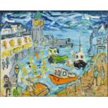 SEAN HAYDEN Starry Night Over Porthleven Oil on canvas Signed Inscribed to the back 62 x 76cm