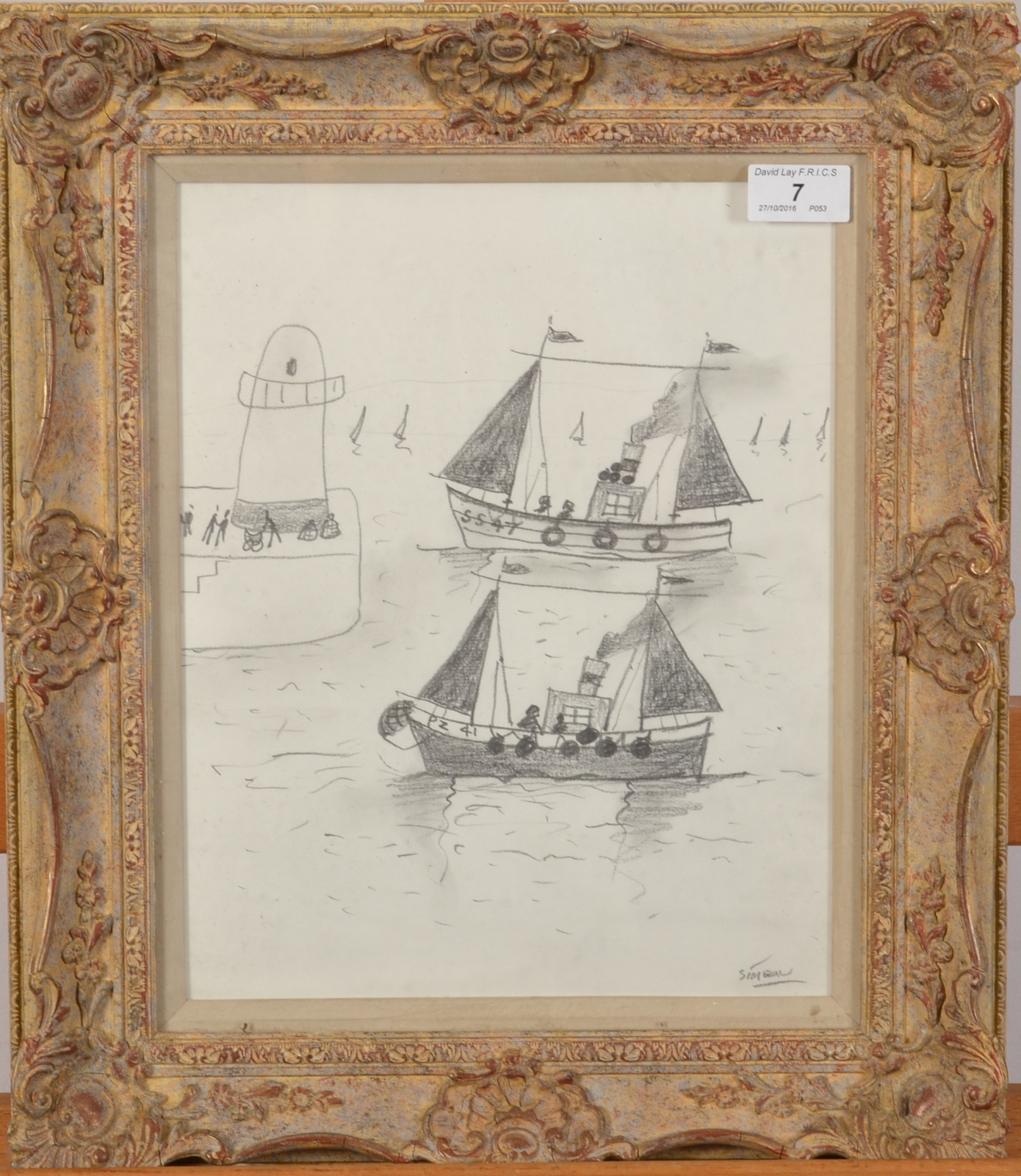 SIMEON STAFFORD St Ives Pencil drawing Signed 30 x 25cm - Image 2 of 2