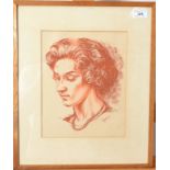 HYMAN SEGAL Portrait of a lady Red chalk Signed 27 x 21.5cm.