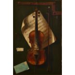 WILLIAM G BECKER Trompe L'Oeil with Violin Oil on canvas Signed 76 x 50cm (See illustration)