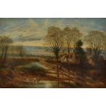 Style of DANIEL SHERRIN Winter sunset Oil on canvas 60 x 90cm