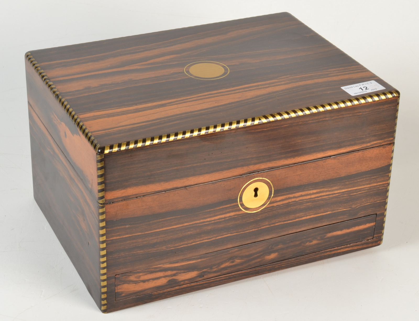 A fine William IV coromandel toilet box with brass and ebony edges, - Image 3 of 4