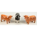 Two Beswick bulls and one cow, no damage noted.