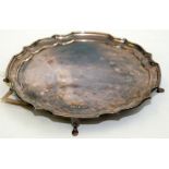 A small silver tray, diameter 20.5cm, weight 9.5oz.