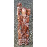 A large Chinese carved hardwood figure of Shoulou, 19th century,