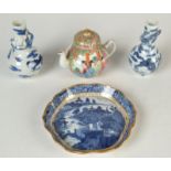 A Chinese Canton miniature teapot, height 8cm,