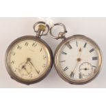 Two silver cased open face pocket watches.