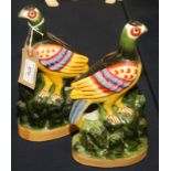 A pair of reproduction Staffordshire exotic pheasants.