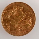 A Victorian old head Perth mint sovereign dated 1899, good, very fine.