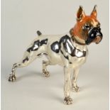 A good Mark Houghton Ltd silver and enamel model of a boxer dog, maximum height 13cm.