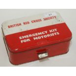 A British Red Cross Society 'Emergency Kit For Motorists' fully stocked tin of medical dressings.