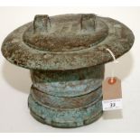 A ship's circular bronze inspection cover, the lid with a pair of lugs, diameter 25.5cm.