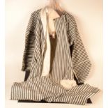 A 1930's Middle Eastern black and white striped, lined,