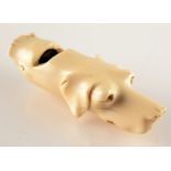 A mid to early 19th century hounds head ivory whistle, length 6.