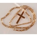 A 15ct gold plain cross 2.6g and a 9ct gold chain 3.1g.