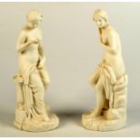 A pair of Parian porcelain figures of classical nudes, 24.5cm.