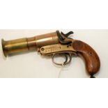 A Webley and Scott flare gun with knotted lanyard, de-activated.