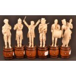 A late 19th century or early 20th century Dieppe ivory five piece orchestra,