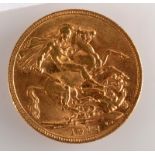 A George V sovereign dated 1912, extremely fine.