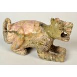 A Chinese soapstone figure of a crouching tiger, length 17cm.