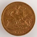 A Victorian old head half sovereign dated 1894, good, very fine.