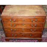 A George III caddy top chest of small proportions with a brushing slide over four long graduated
