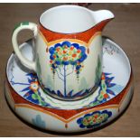 A Bristol Pottery 1930s toilet jug and basin.