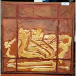 A slipware tile panel by Peter Smith,