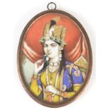 A 19th century Indian painted miniature of Nur Jahan 'Light of the World',