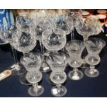 A set of four fine glasses, the thistle shaped bowls engraved with thistles,