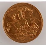 A George V half sovereign dated 1912, extremely fine.