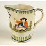 An early 19th century Pratt ware moulded and polychrome decorated jug.