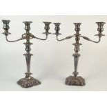 A pair of post war candelabra in George IV style, each with twin branches.