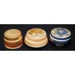 Three Mary Rich studio porcelain lidded boxes, the lid of one has a stylised gilt tree.