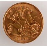 A George V half sovereign dated 1911, good, very fine.