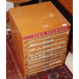 A Coats Satinised thread advertising shop cabinet of nine drawers,