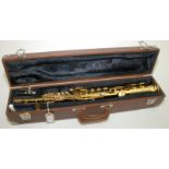 A Selmer, Paris Mark VI soprano saxophone No.268897, in its original brown rexine case.
