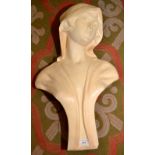 A plaster bust in Art Nouveau style.