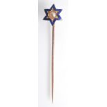 An enamelled pearl set star pin, boxed.