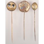Three Japanese satsuma set pins.